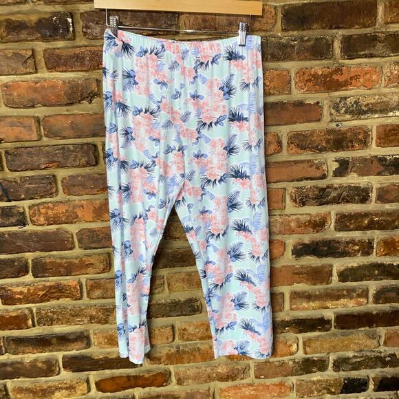 Jessica Simpson Tropical Floral Capri Cropped Pajama Sleepwear Pants Size Medium - Picture 1 of 6
